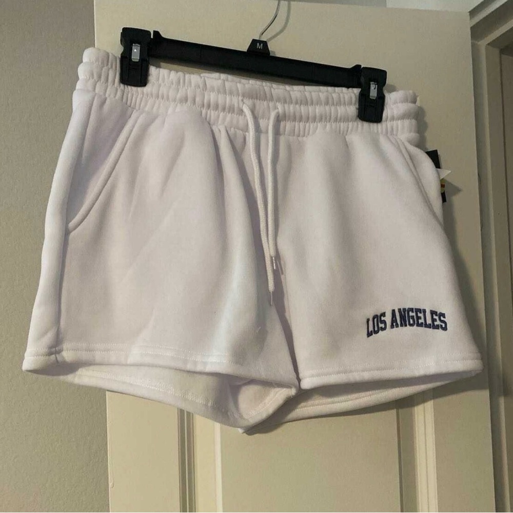 Los Angeles Fleece Drawstring Women’s Shorts - White